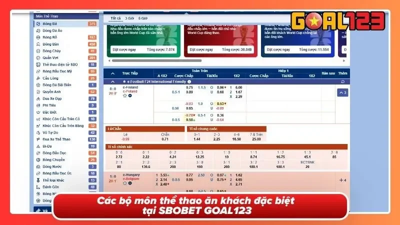 SBOBET Sports Tại GOAL123 - Sân Chơi Cá Cược Thể Thao Top Đầu Năm 3 Các bộ môn cuốn hút đắt khách nhất